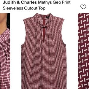 Judith & Charles Women’s Sleeveless Blouse Mathys Geo Print Plum New size 0-2